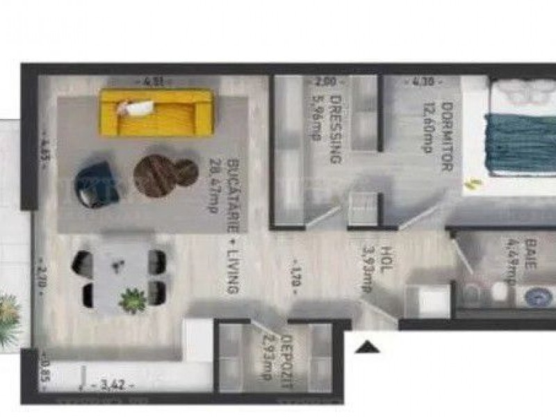 Apartament cu 2 camere, Baciu